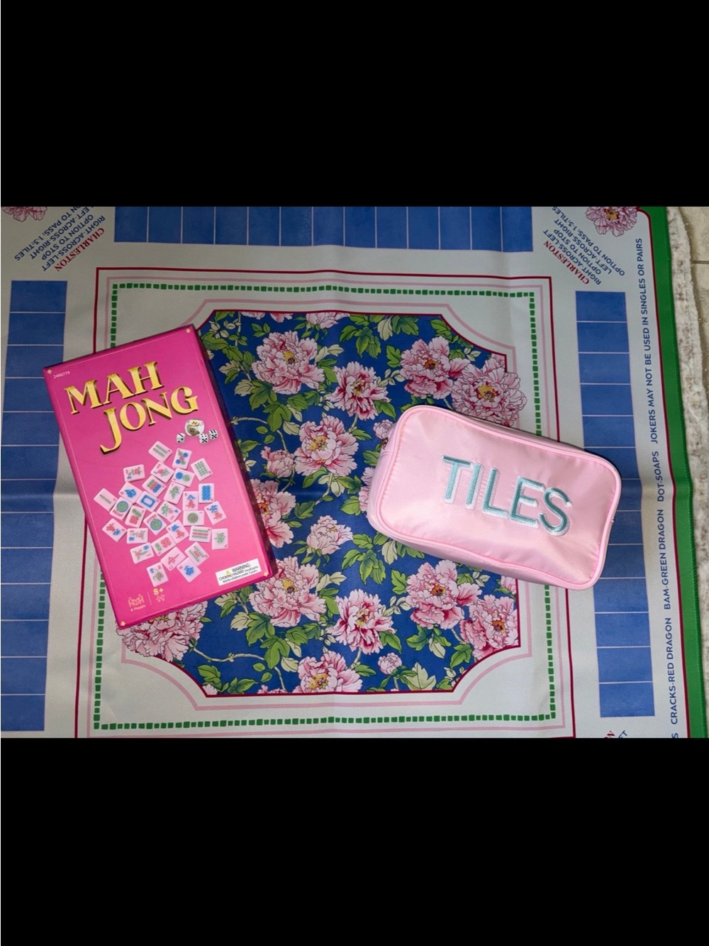 MahJong Pink Set With Mat & Tiles Bag